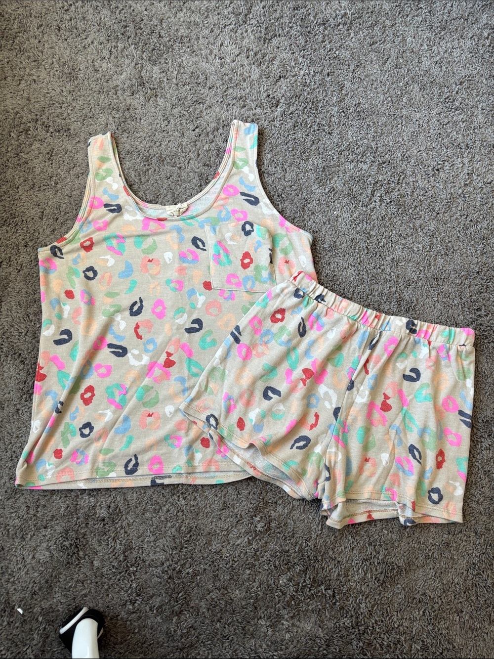 1.4.3. Story by Line Up Multicolor Leopard-Print Tank & Short Pajama Set